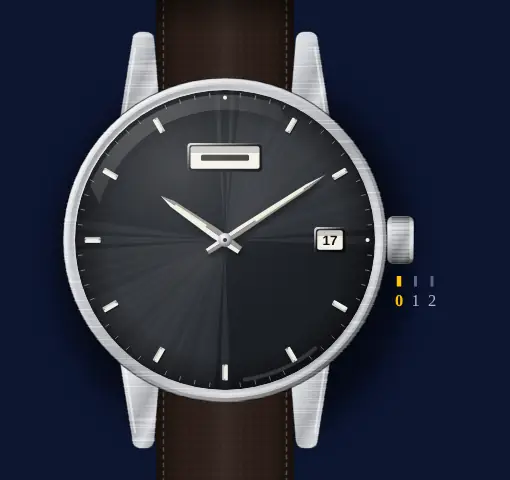 Seiko 5 Sports with calibre 4R36 (day, date, automatic) drawing: crown in position 0, the seconds hand highlighted