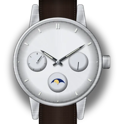 Illustration of the Casio moon phase with day and date dials (module 3744, e.g. MTP-M300) dial (our own drawing, not a product photo)