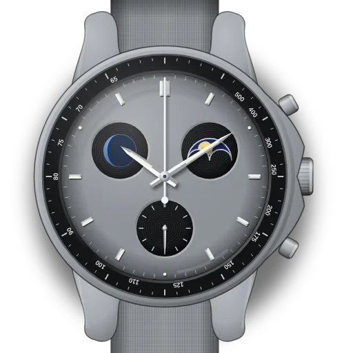 Illustration of the MoonSwatch Mission to Earthphase dial (our own drawing, not a product photo)