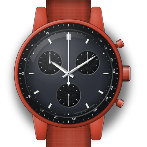Illustration of the MoonSwatch Mission to Mars dial (our own drawing, not a product photo)