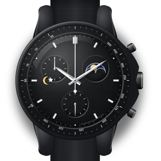 Illustration of the MoonSwatch Mission to the Moonphase — New Moon dial (our own drawing, not a product photo)