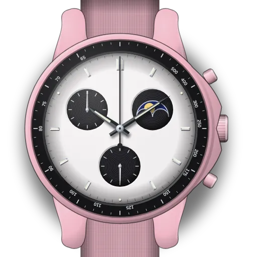 Illustration of the MoonSwatch Mission to the Pink Moonphase dial (our own drawing, not a product photo)