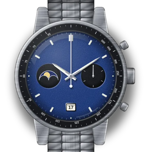 Illustration of the Omega Speedmaster Moonphase Master Chronometer dial (our own drawing, not a product photo)