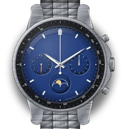 Illustration of the Omega Speedmaster Moonphase Master Chronometer (calibres 9904 and 9914) dial (our own drawing, not a product photo)